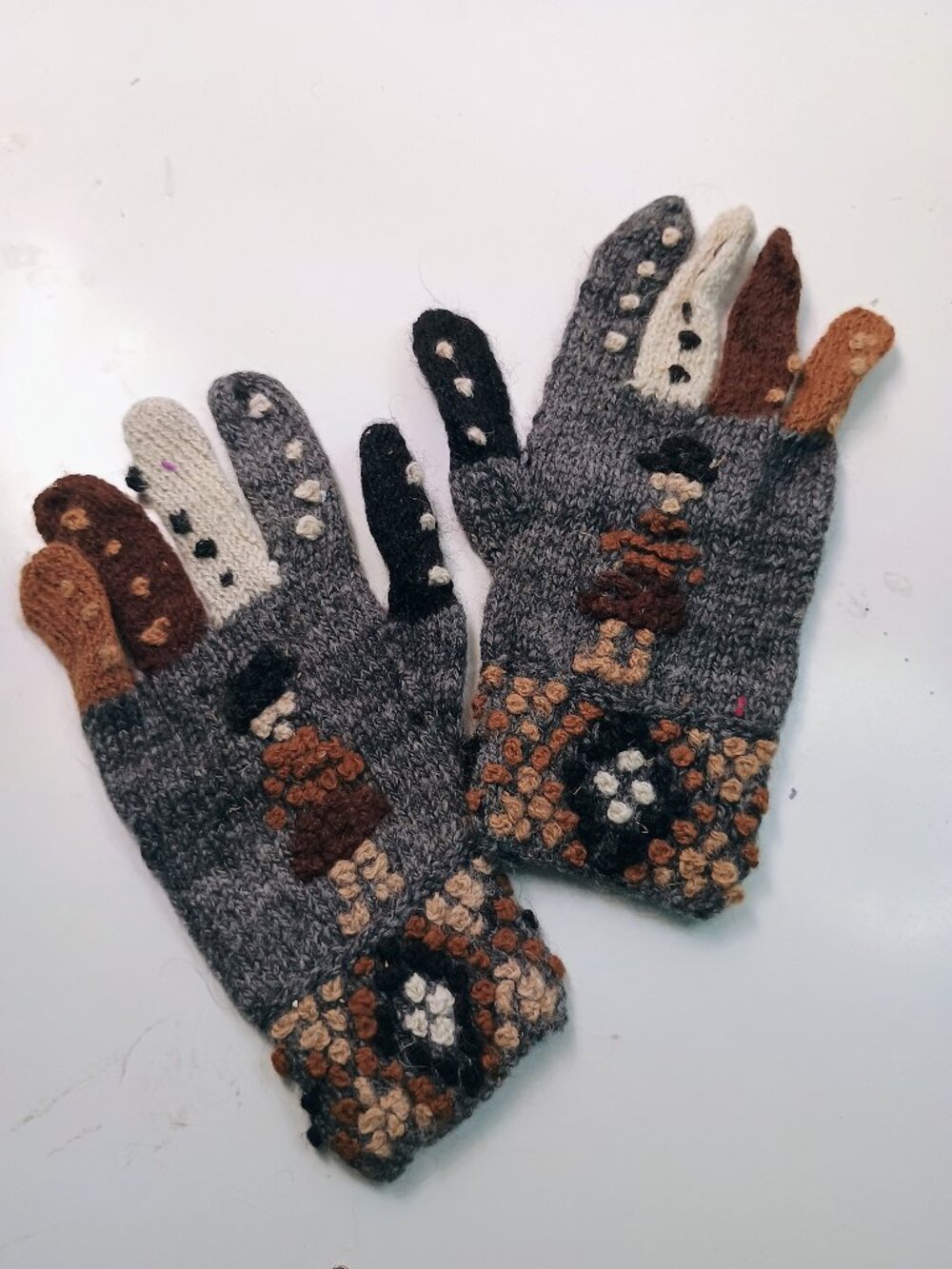 Andean Alpaca Hand-Knitted Gloves, Warm, Soft, Winter